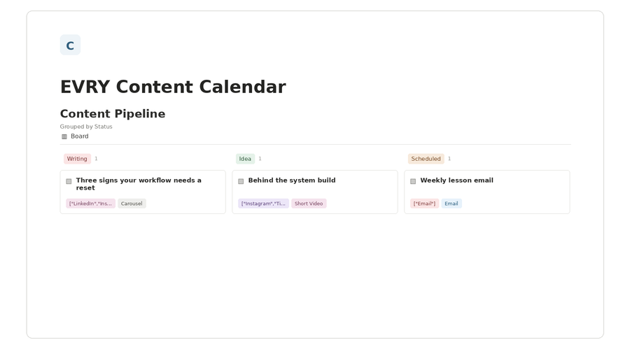 EVRY Content Calendar