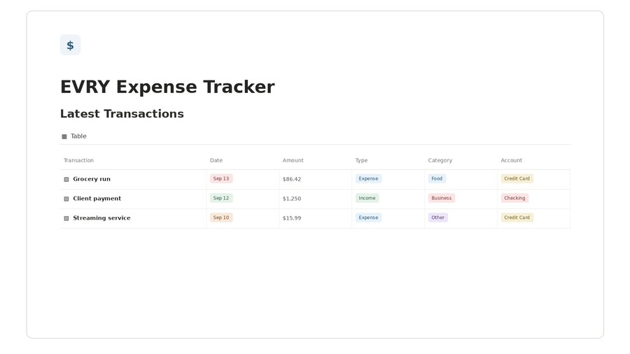 EVRY Expense Tracker
