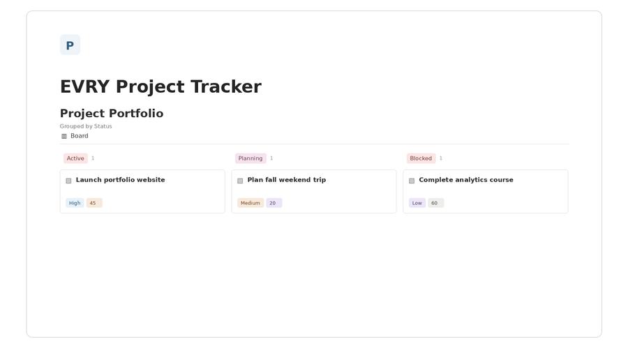 EVRY Project Tracker